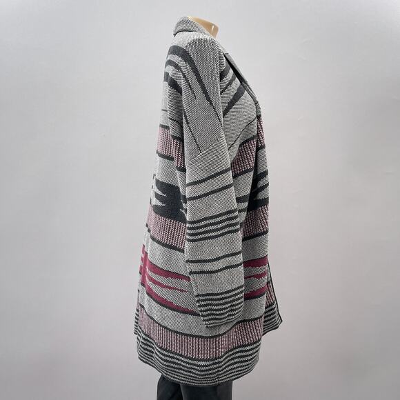 Margaret O'Leary Sweater Women M Aztec Knit Open Front Cardigan Long Duster - Picture 6 of 10